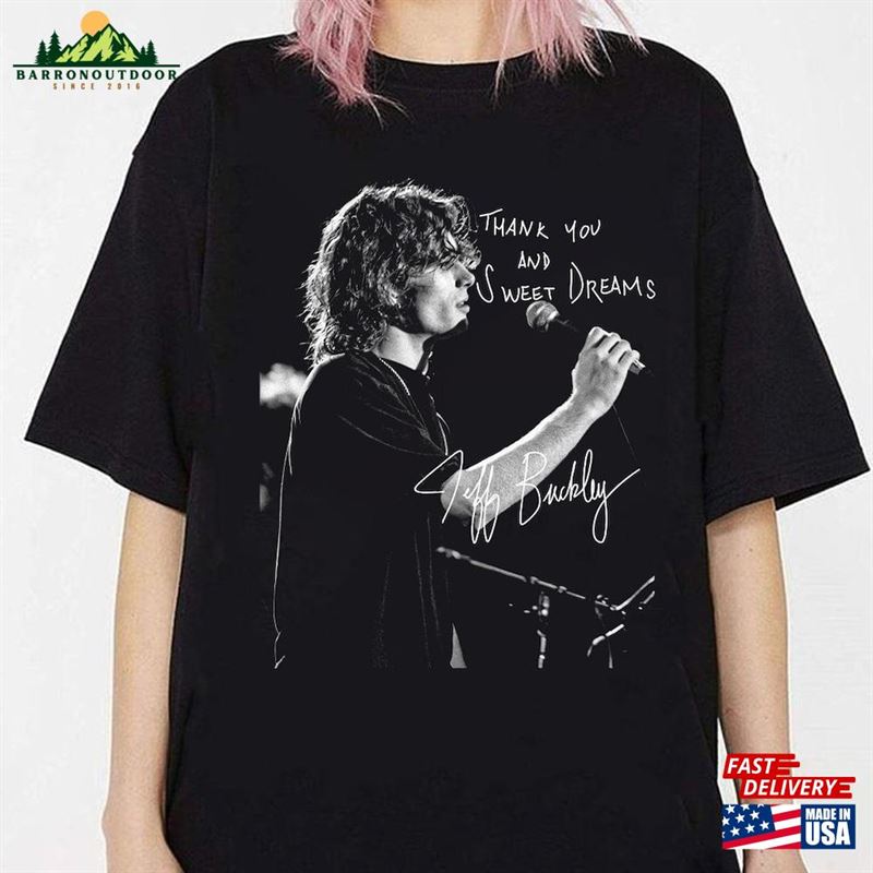 Jeff Buckley Thank You And Sweet Dreams Signature Unisex Black T Shirt Retro Style T-Shirt Classic Jeff Buckley Thank You And Sweet Dreams Signature Unisex Black T Shirt Retro Style T-Shirt Classic
