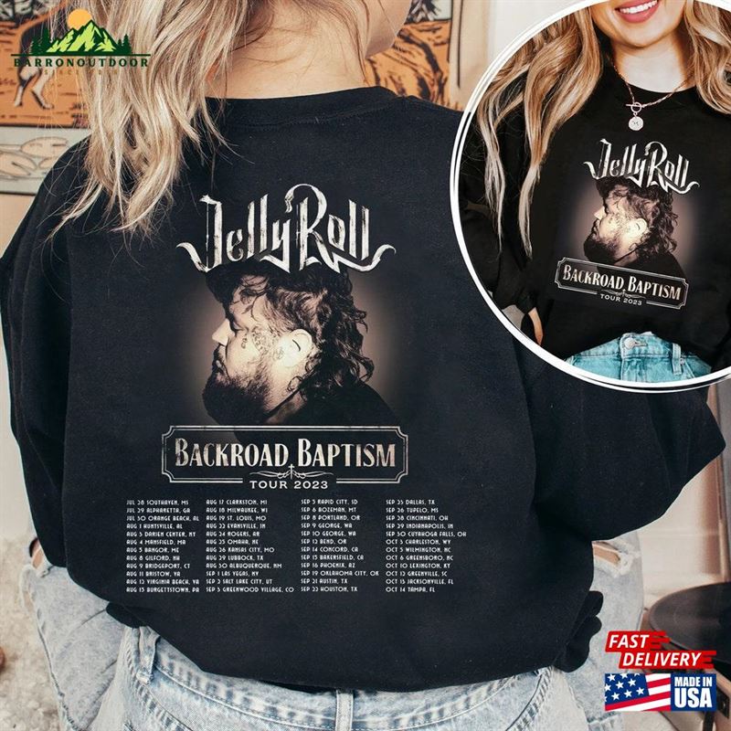 Jelly Roll 2023 Tour Shirt Backroad Baptism Unisex Classic Jelly Roll 2023 Tour Shirt Backroad Baptism Unisex Classic