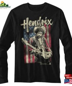 Jimi Hendrix Flag Black Long Sleeve T-Shirt Sweatshirt Classic