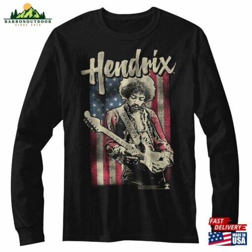 Jimi Hendrix Flag Black Long Sleeve T-Shirt Sweatshirt Classic