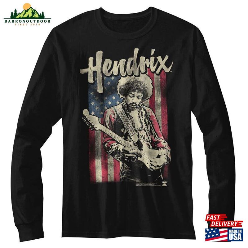 Jimi Hendrix Flag Black Long Sleeve T-Shirt Sweatshirt Classic Jimi Hendrix Flag Black Long Sleeve T-Shirt Sweatshirt Classic