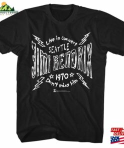 Jimi Hendrix Seattle 70 Lightning Black T-Shirt Unisex