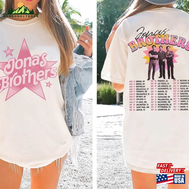 Jonas Brother In Pink Shirt Vintage Brothers Five Albums One Night Tour Unisex Sweatshirt Jonas Brother In Pink Shirt Vintage Brothers Five Albums One Night Tour Unisex Sweatshirt