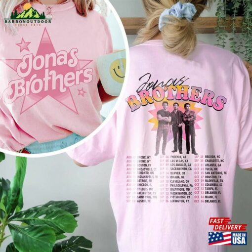 Jonas Brother Pink Shirt Vintage Brothers Five Albums One Night Tour Classic Hoodie
