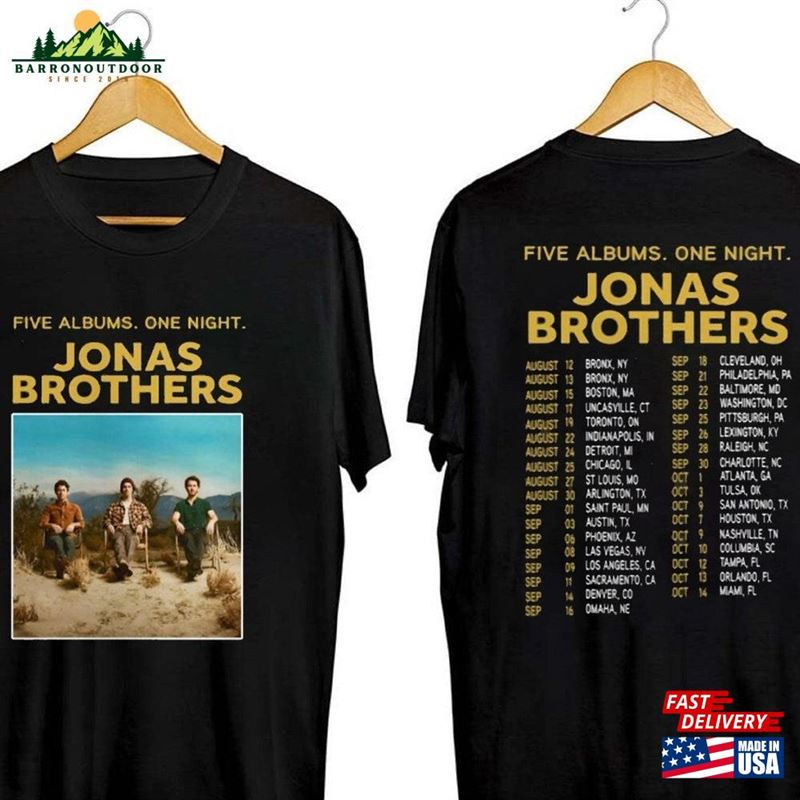 Jonas Brothers 2023 Tour Music Concert Shirt Fan Five Albums One Night Unisex T-Shirt Jonas Brothers 2023 Tour Music Concert Shirt Fan Five Albums One Night Unisex T-Shirt