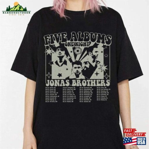 Jonas Brothers 2023 Tour Unisex Shirt T-Shirt Five Albums One Night Vtg 90 Classic Hoodie