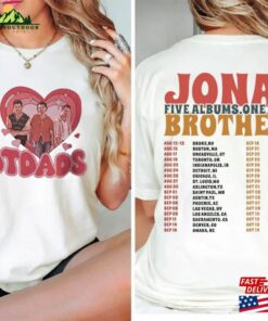 Jonas Brothers Band 2023 T-Shirt Five Albums One Night Tour Sweatshirt I Love Hotdads Shirt Unisex
