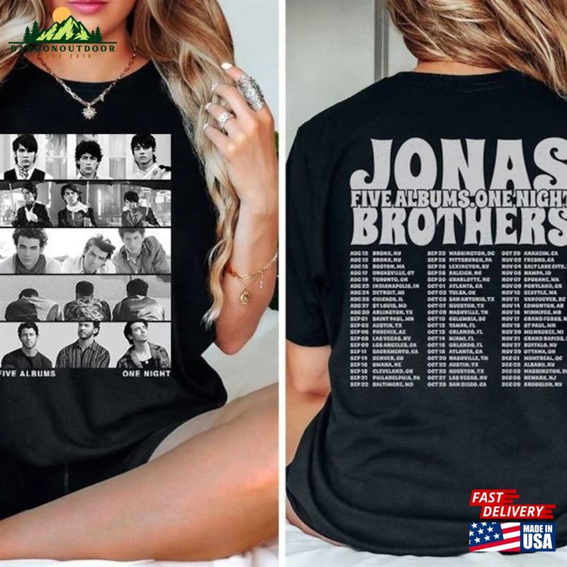 Jonas Brothers Double Sided Comfort Color T-Shirt Five Albums One Night Tour Sweatshirt Hoodie Jonas Brothers Double Sided Comfort Color T-Shirt Five Albums One Night Tour Sweatshirt Hoodie
