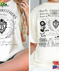 Jonas Brothers Double Sided Shirt Five Albums One Night Tour Music Lovers Tee Band Merch T-Shirt Sweatshirt