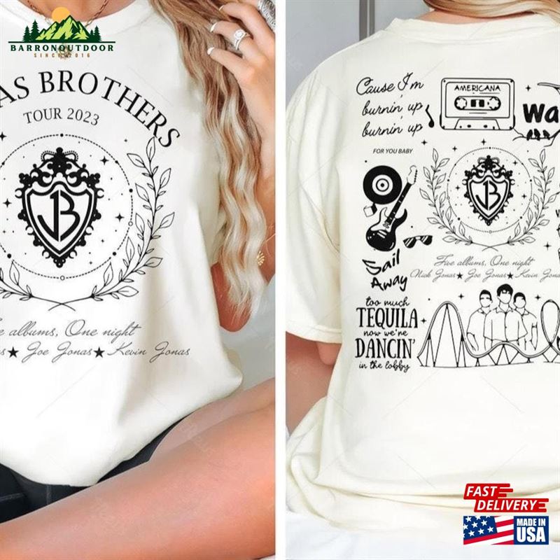 Jonas Brothers Double Sided Shirt Five Albums One Night Tour Music Lovers Tee Band Merch T-Shirt Sweatshirt Jonas Brothers Double Sided Shirt Five Albums One Night Tour Music Lovers Tee Band Merch T-Shirt Sweatshirt