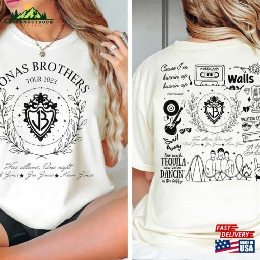 Jonas Brothers Double Sided Shirt Five Albums One Night Tour The Unisex Hoodie