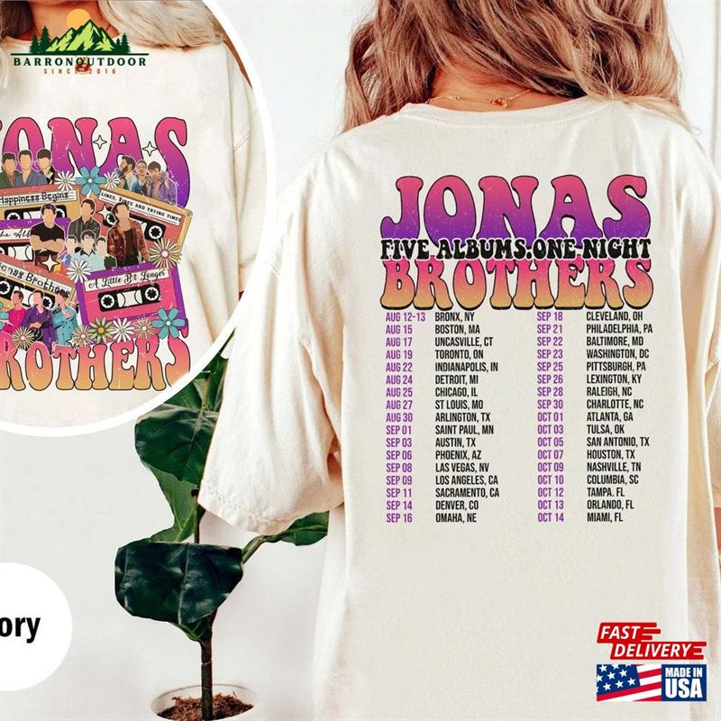 Jonas Brothers Double Sided Shirt Tour Concert 2023 Retro Unisex Gift T-Shirt Hoodie Jonas Brothers Double Sided Shirt Tour Concert 2023 Retro Unisex Gift T-Shirt Hoodie