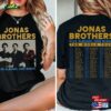 Jonas Brothers Double Sided T-Shirt Five Albums One Night Tour Dates Shirt Concert 2023 Retro Unisex Gift Hoodie Sweatshirt