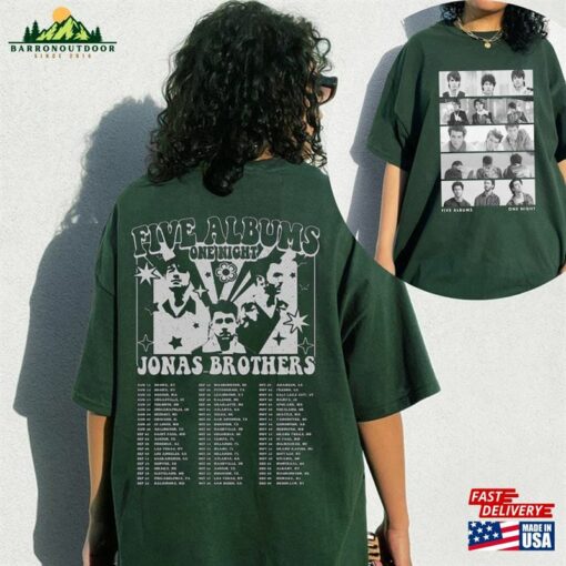 Jonas Brothers Double Sided T-Shirt Five Albums One Night Tour Shirt 2023 Classic Hoodie