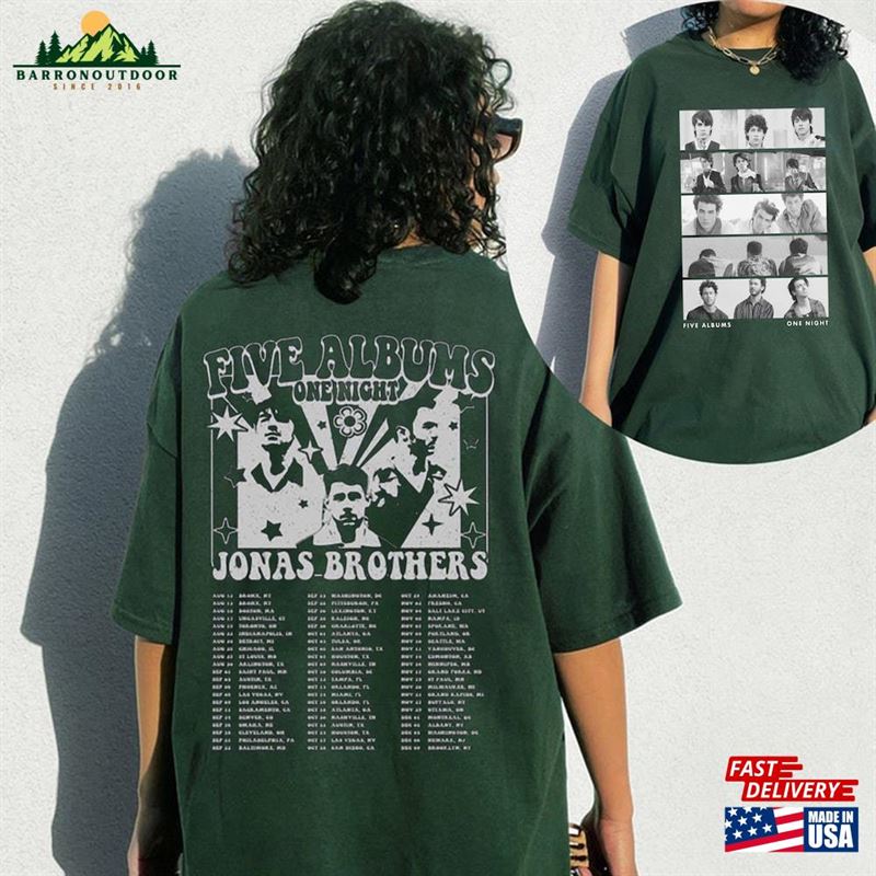 Jonas Brothers Double Sided T-Shirt Five Albums One Night Tour Shirt 2023 Classic Hoodie Jonas Brothers Double Sided T-Shirt Five Albums One Night Tour Shirt 2023 Classic Hoodie