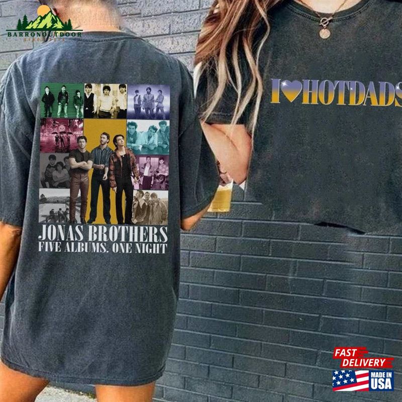 Jonas Brothers Double Sided T-Shirt Five Albums One Night Tour Shirt 2023 Unisex Hoodie Jonas Brothers Double Sided T-Shirt Five Albums One Night Tour Shirt 2023 Unisex Hoodie