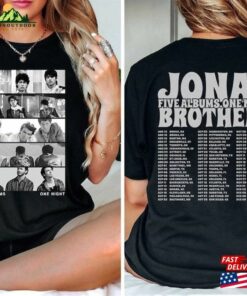 Jonas Brothers Double Sided T-Shirt Five Albums One Night Tour Shirt Classic Unisex