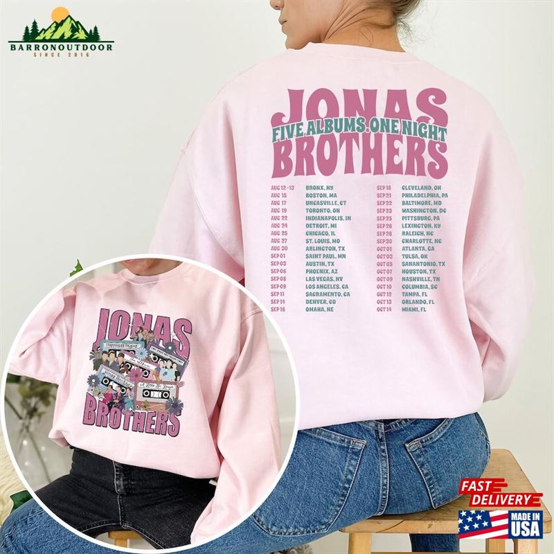 Jonas Brothers Double Sided T-Shirt Tour Hoodie Concert 2023 Retro Unisex Gift Jonas Brothers Double Sided T-Shirt Tour Hoodie Concert 2023 Retro Unisex Gift