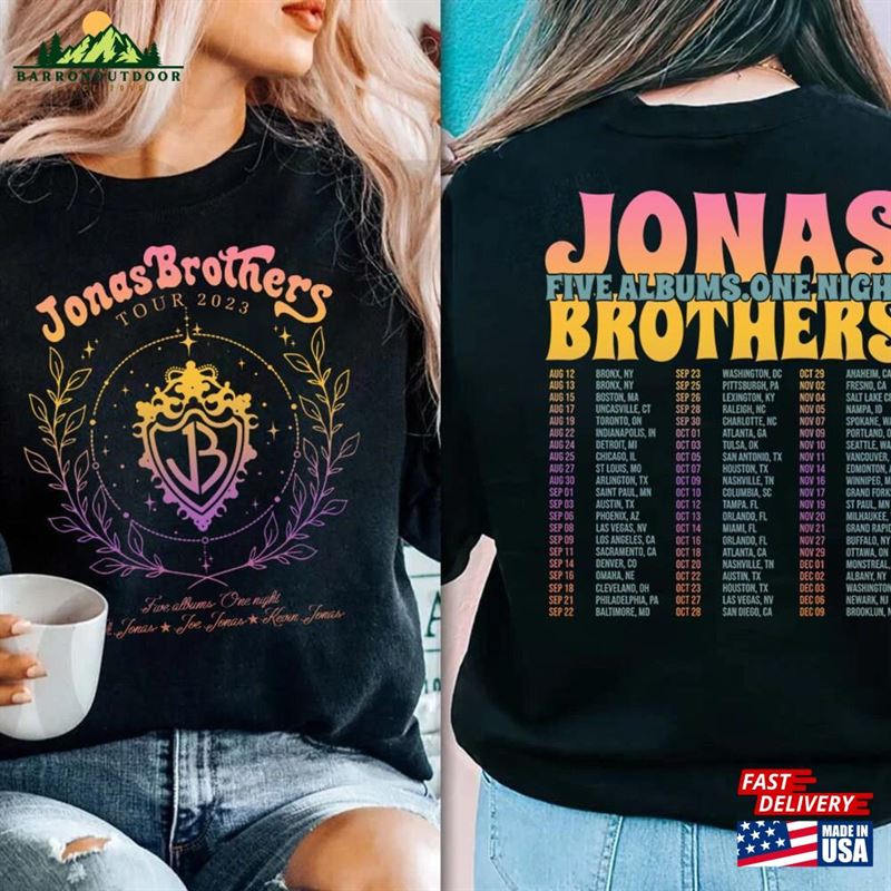 Jonas Brothers Double Sided T-Shirt Tour Shirt Concert 2023 Unisex Jonas Brothers Double Sided T-Shirt Tour Shirt Concert 2023 Unisex