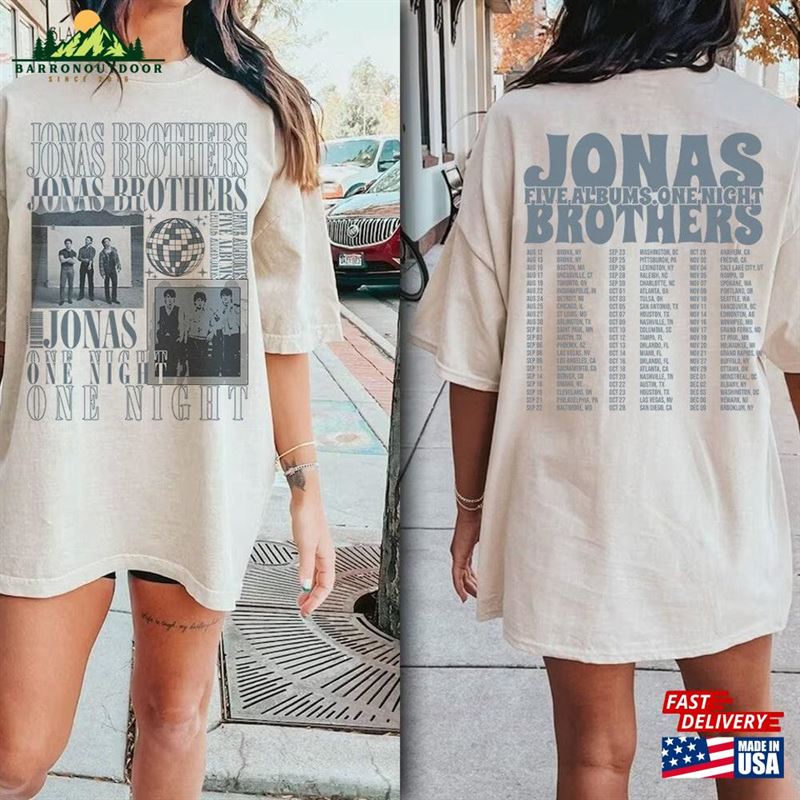 Jonas Brothers Double Sided T-Shirt Tour Shirt Five Albums One Night Unisex Sweatshirt Jonas Brothers Double Sided T-Shirt Tour Shirt Five Albums One Night Unisex Sweatshirt