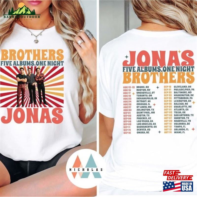Jonas Brothers Shirt Two Sides Retro Merch Hot Dads Five Albums One Night Tour Hoodie Unisex Jonas Brothers Shirt Two Sides Retro Merch Hot Dads Five Albums One Night Tour Hoodie Unisex