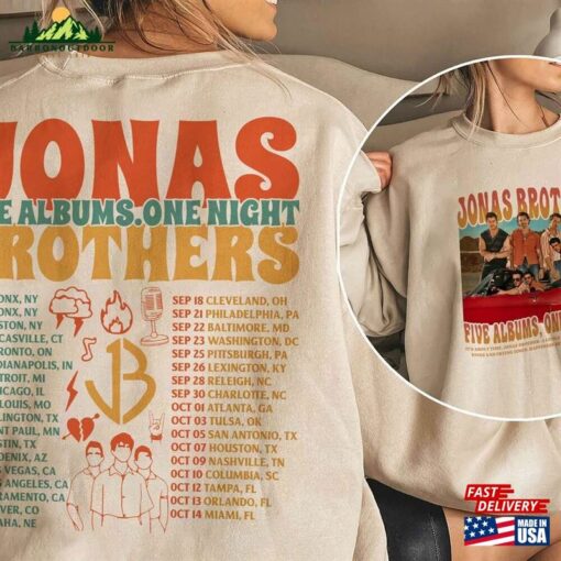 Jonas Brothers Sweatshirt Five Albums One Night Tour Shirt Classic