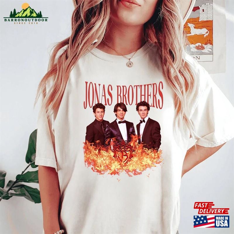 Jonas Brothers T Shirt Fire Band Tee Unisex Concert Long Sleeve Sweatshirt Classic Jonas Brothers T Shirt Fire Band Tee Unisex Concert Long Sleeve Sweatshirt Classic