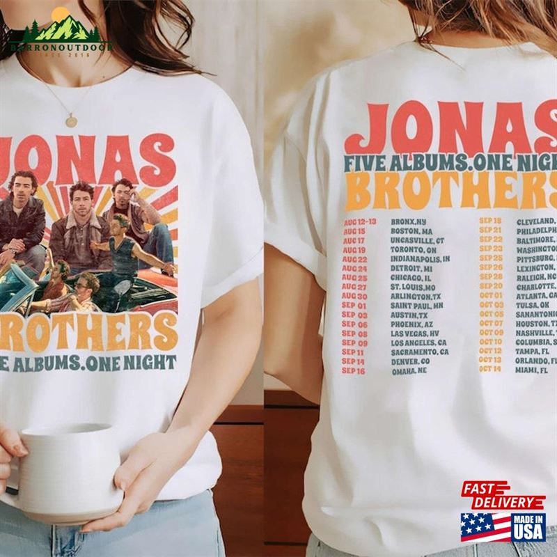 Jonas Brothers Tour 2023 2Sides Shirt Nick Joe Kevin Dates Retro Five Albums One Night Unisex Classic Jonas Brothers Tour 2023 2Sides Shirt Nick Joe Kevin Dates Retro Five Albums One Night Unisex Classic