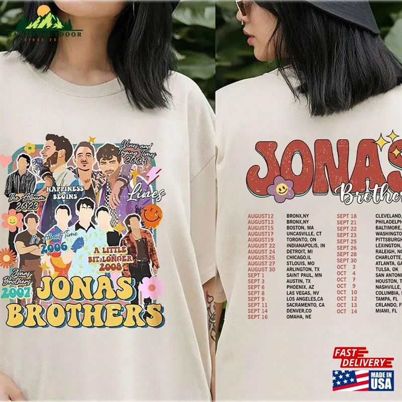 Jonas Brothers Tour 2023 2Sides Shirt Retro Five Albums One Night Unisex T-Shirt Jonas Brothers Tour 2023 2Sides Shirt Retro Five Albums One Night Unisex T-Shirt