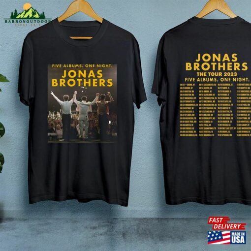 Jonas Brothers Tour Shirt Music 2023 Merch Five Albums One Night T-Shirt Hoodie
