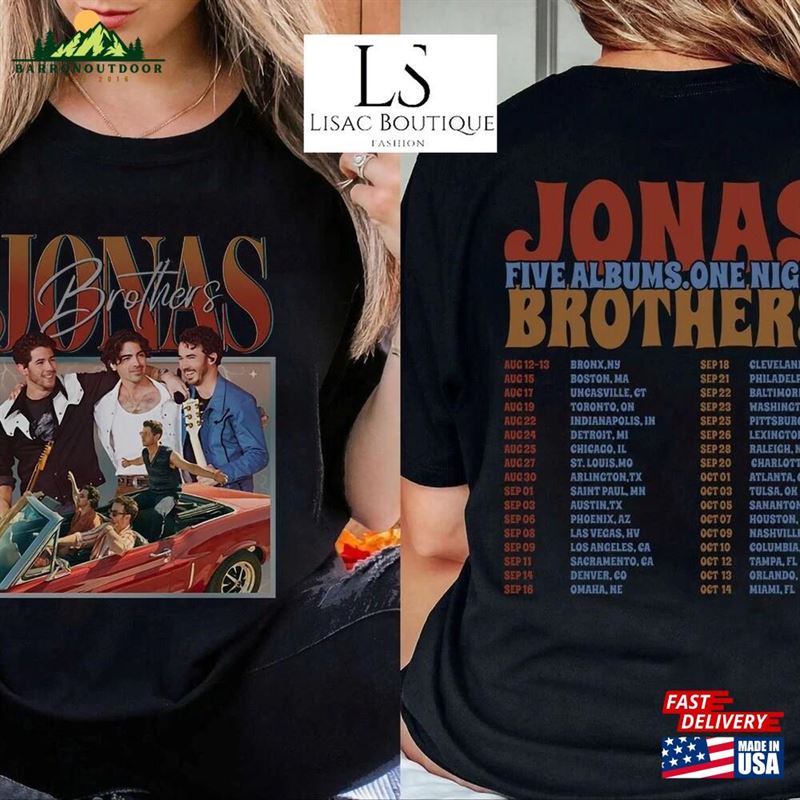 Jonas Brothers Vintage 2Sides T-Shirt Five Albums One Night Tour Merch 2023 Hoodie Classic Jonas Brothers Vintage 2Sides T-Shirt Five Albums One Night Tour Merch 2023 Hoodie Classic