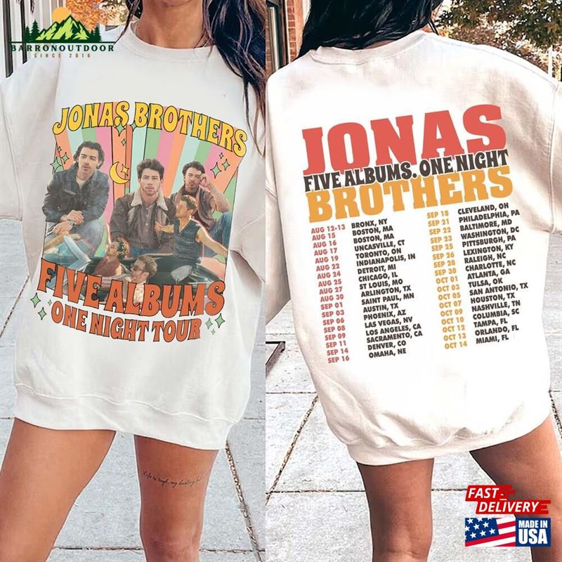 Jonas Brothers Vintage 90S Shirt Five Albums One Night Tour Retro 90 Unisex Classic Jonas Brothers Vintage 90S Shirt Five Albums One Night Tour Retro 90 Unisex Classic