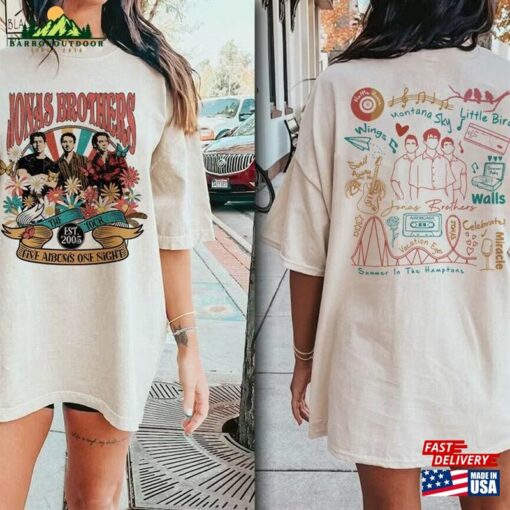 Jonas Brothers Vintage Double Sided T-Shirt Tour Shirt Five Albums One Night Hoodie Sweatshirt