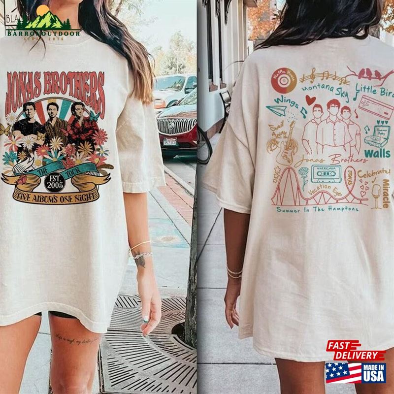 Jonas Brothers Vintage Double Sided T-Shirt Tour Shirt Five Albums One Night Hoodie Sweatshirt Jonas Brothers Vintage Double Sided T-Shirt Tour Shirt Five Albums One Night Hoodie Sweatshirt