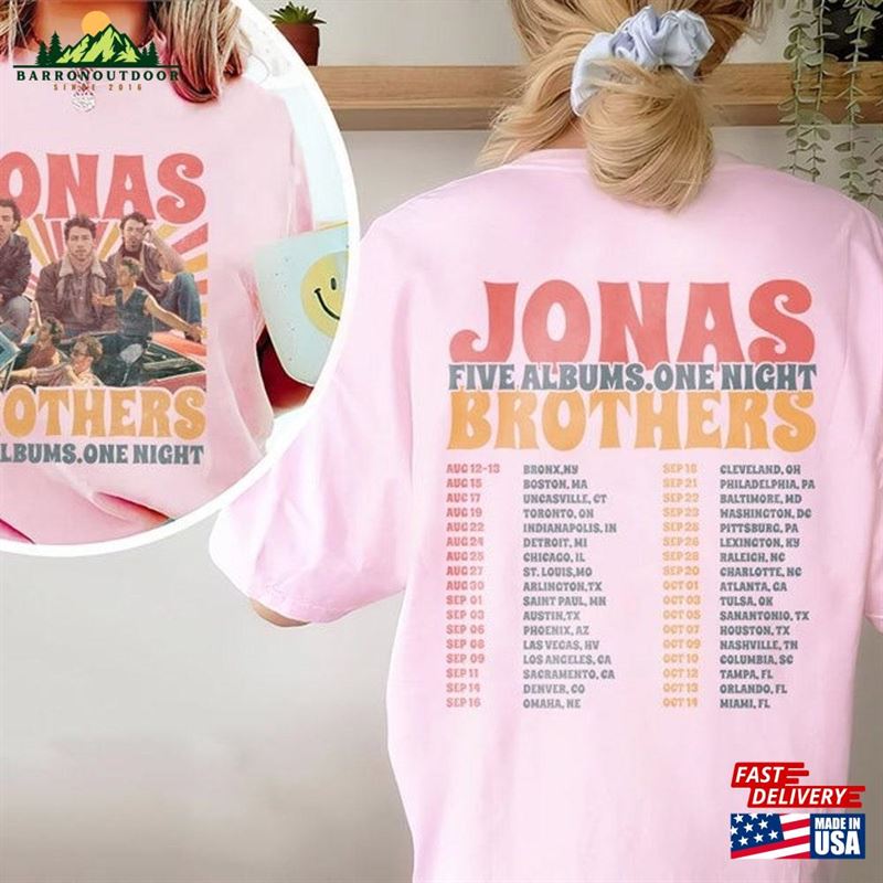 Jonas Brothers Vintage Shirt Five Albums One Night Tour Retro 2023 Unisex Hoodie Jonas Brothers Vintage Shirt Five Albums One Night Tour Retro 2023 Unisex Hoodie