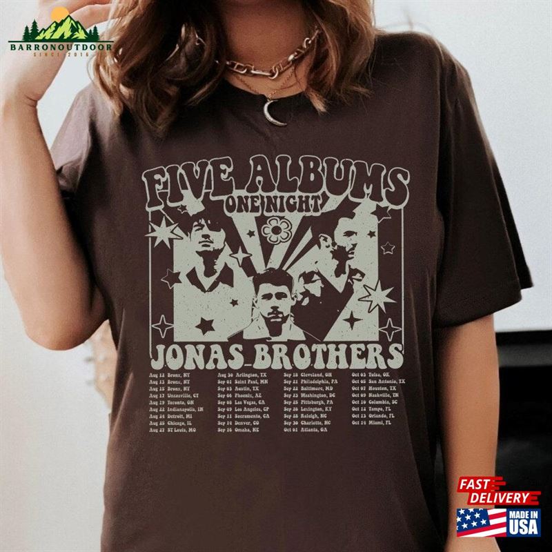 Jonas Brothers Vintage T-Shirt Five Albums One Night Tour Shirt 2023 Sweatshirt Hoodie Jonas Brothers Vintage T-Shirt Five Albums One Night Tour Shirt 2023 Sweatshirt Hoodie