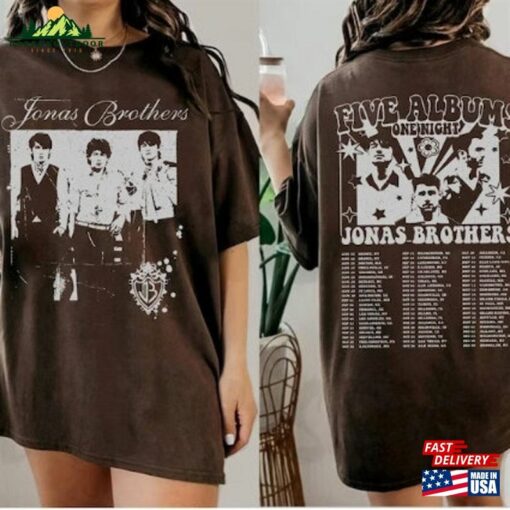 Jonas Brothers Vintage T-Shirt Five Albums One Night World Tour 2023 Shirt Unisex
