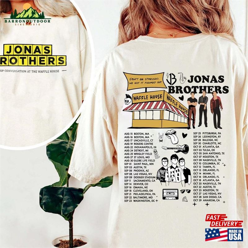 Jonas Brothers Waffle House Double Sided Shirt Sweatshirt Classic Unisex Jonas Brothers Waffle House Double Sided Shirt Sweatshirt Classic Unisex