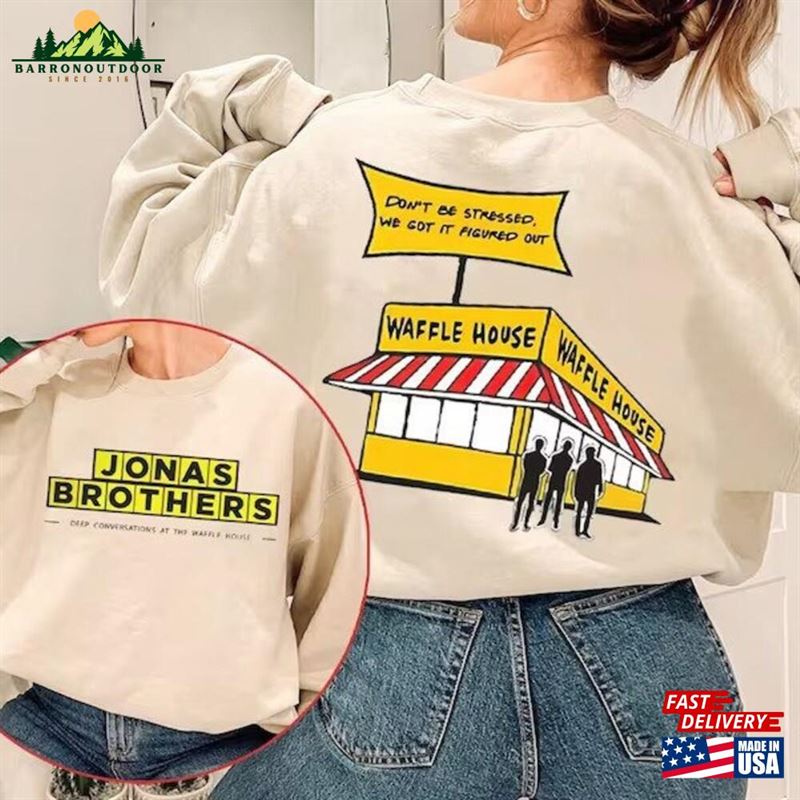 Jonas Brothers Waffle House T-Shirt 2023 Sweatshirt Five Albums One Night Tour Tee Unisex Jonas Brothers Waffle House T-Shirt 2023 Sweatshirt Five Albums One Night Tour Tee Unisex
