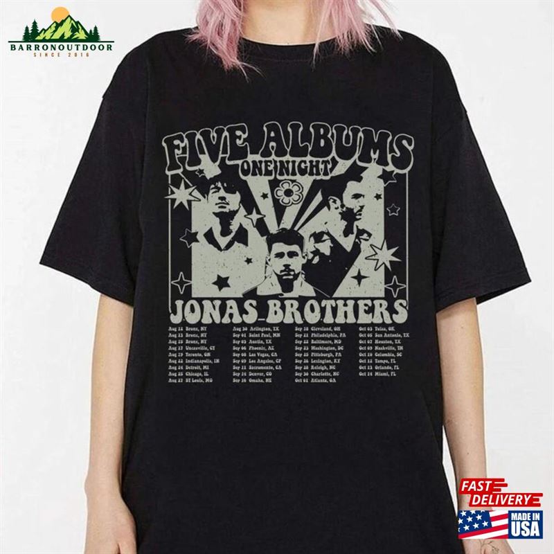 Jonas Five Albums One Night Tour Shirt Singer Vintage T-Shirt Unisex Classic Jonas Five Albums One Night Tour Shirt Singer Vintage T-Shirt Unisex Classic