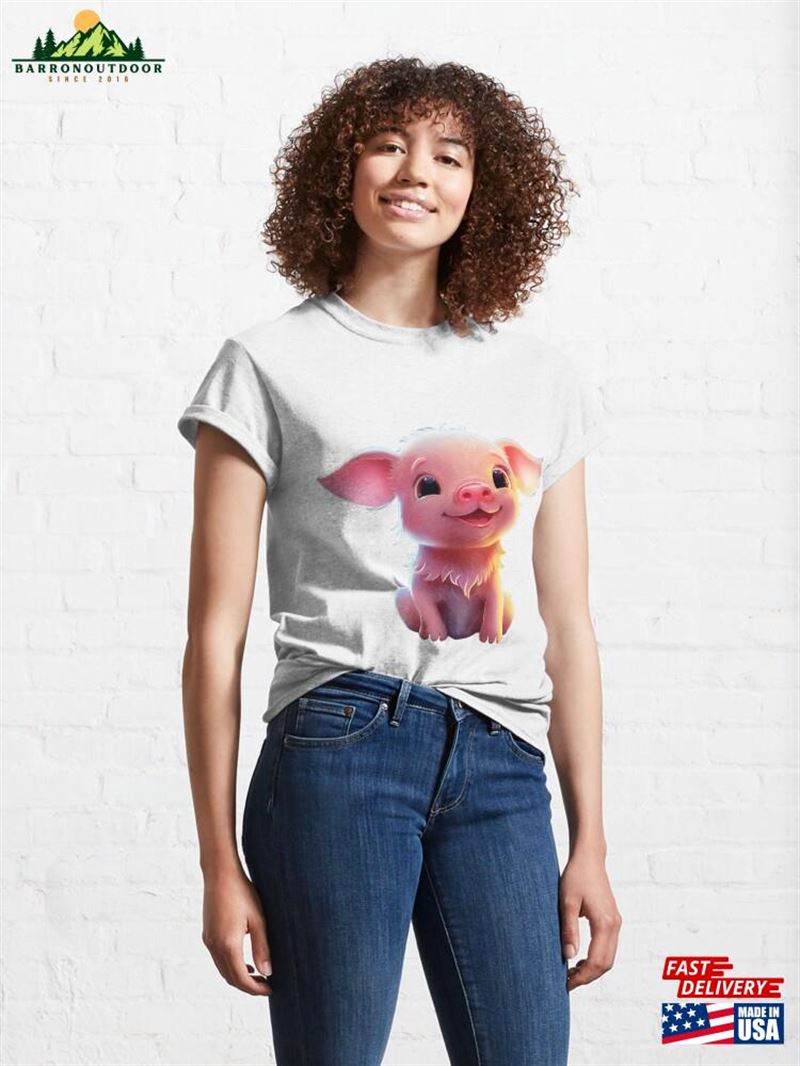 Joyful Piglet Animation Whimsical Cartoon Style Classic T-Shirt Joyful Piglet Animation Whimsical Cartoon Style Classic T-Shirt