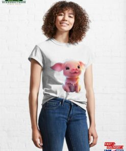 Joyful Piglet Animation Whimsical Cartoon Style Classic T-Shirt Hoodie