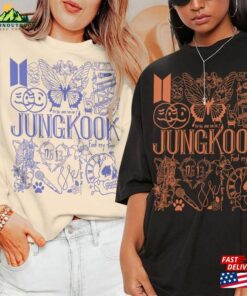 Jung Kook Bts Kpop Doodle Art Shirt Vintage Merch Tee Graphic Tattoo Album Lyric Sweatshirt T-Shirt Unisex