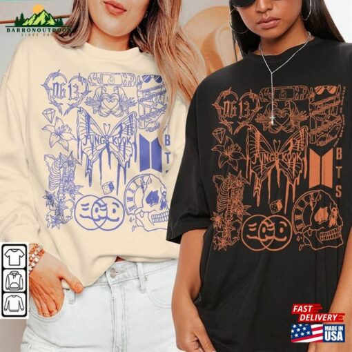 Jung Kook Bts Kpop Doodle Art Shirt Vintage Merch Tee Graphic Tattoo Albums Lyric Sweatshirt Classic