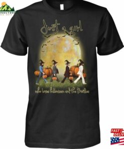 Just A Girl Who Loves Halloween And The Beatles Abbey Road T-Shirt Fan Lovers Shirt Hoodie Sweatshirt