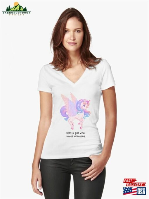 Just A Girl Who Loves Unicorns Fitted V Neck T-Shirt Unisex Sweatshirt