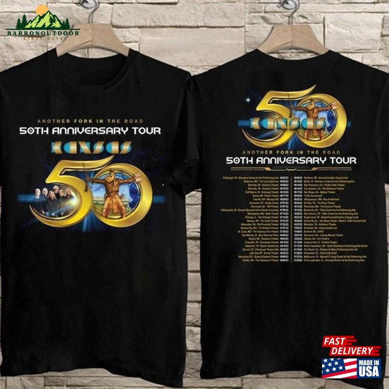 Kansas Band Tour 2023 Another Folk In The Road 50Th Anniversary T-Shirt Shirt Rock Classic Unisex Kansas Band Tour 2023 Another Folk In The Road 50Th Anniversary T-Shirt Shirt Rock Classic Unisex