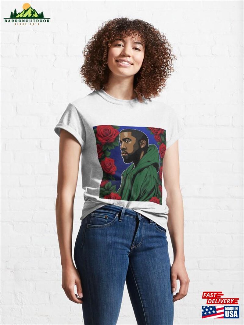 Kanye West In His Favorite Color Royal Blue Most Given Flower The Rose Classic T-Shirt Kanye West In His Favorite Color Royal Blue Most Given Flower The Rose Classic T-Shirt