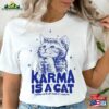 Karma Is A Cat Shirt Swiftie Gift For Her Flower Purring In My Lab Unisex T-Shirt