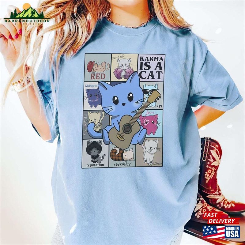 Karma Is Cat The Eras Tour Midnights 2023 Shirt Cute Taylor Swift Unisex T-Shirt Karma Is Cat The Eras Tour Midnights 2023 Shirt Cute Taylor Swift Unisex T-Shirt